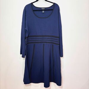 Prabal Gurung Lane Bryant Navy Black Knit Sweater Dress 26/28 Sheath Career